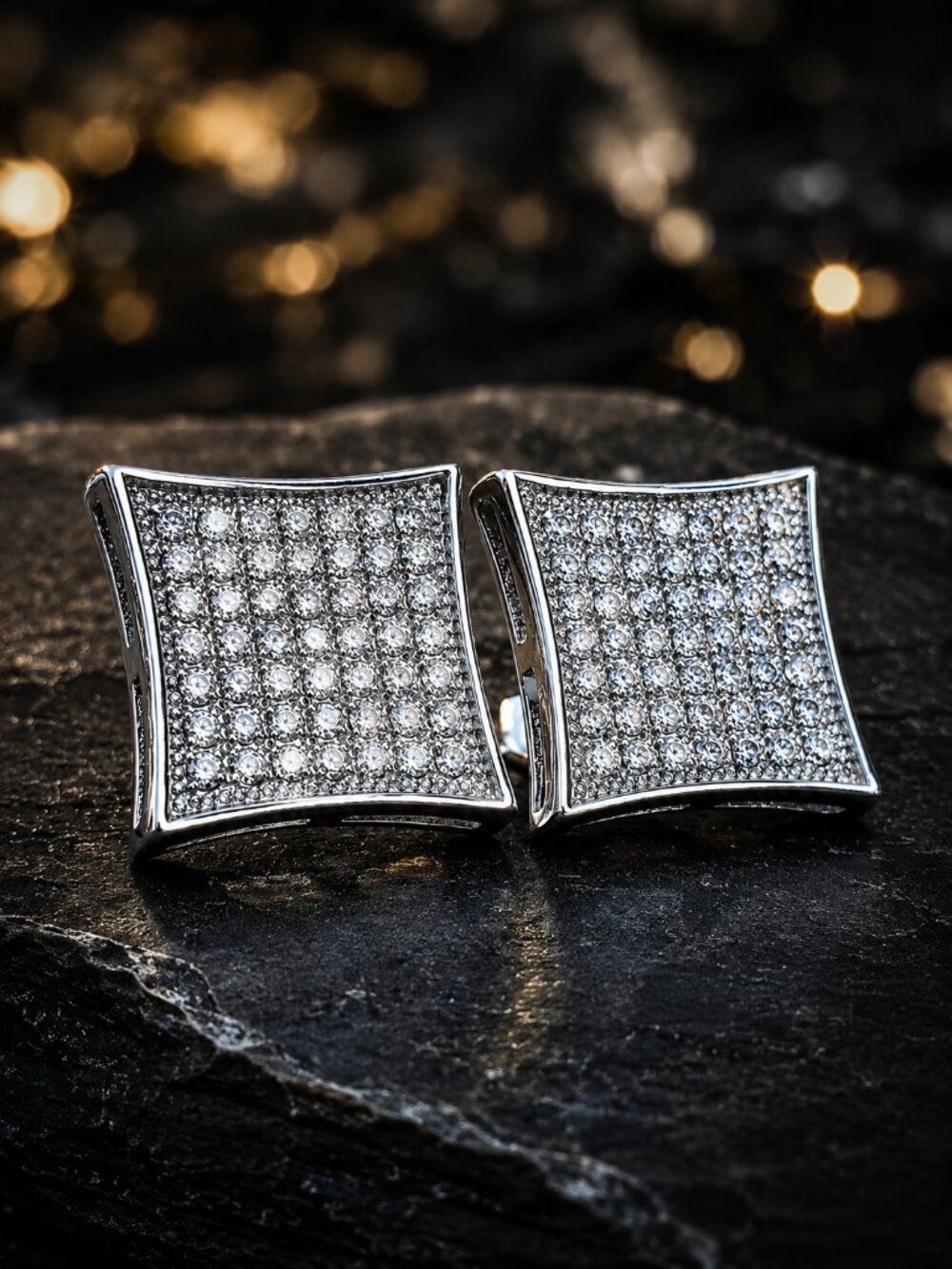 XL Pave Set .925 Sterling Silver Kite Earrings